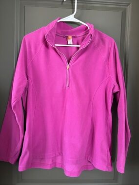 Lucy Fuchsia Zip-Neck Fleece Pullover